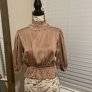 Satin high collar shirt